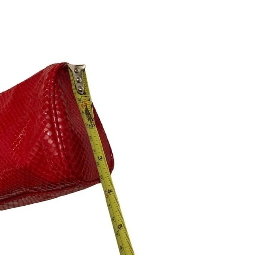 Michael kors red snake embossed cosmetic bag or clutch tassel